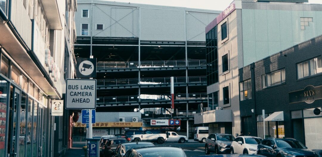 parking lot near shops