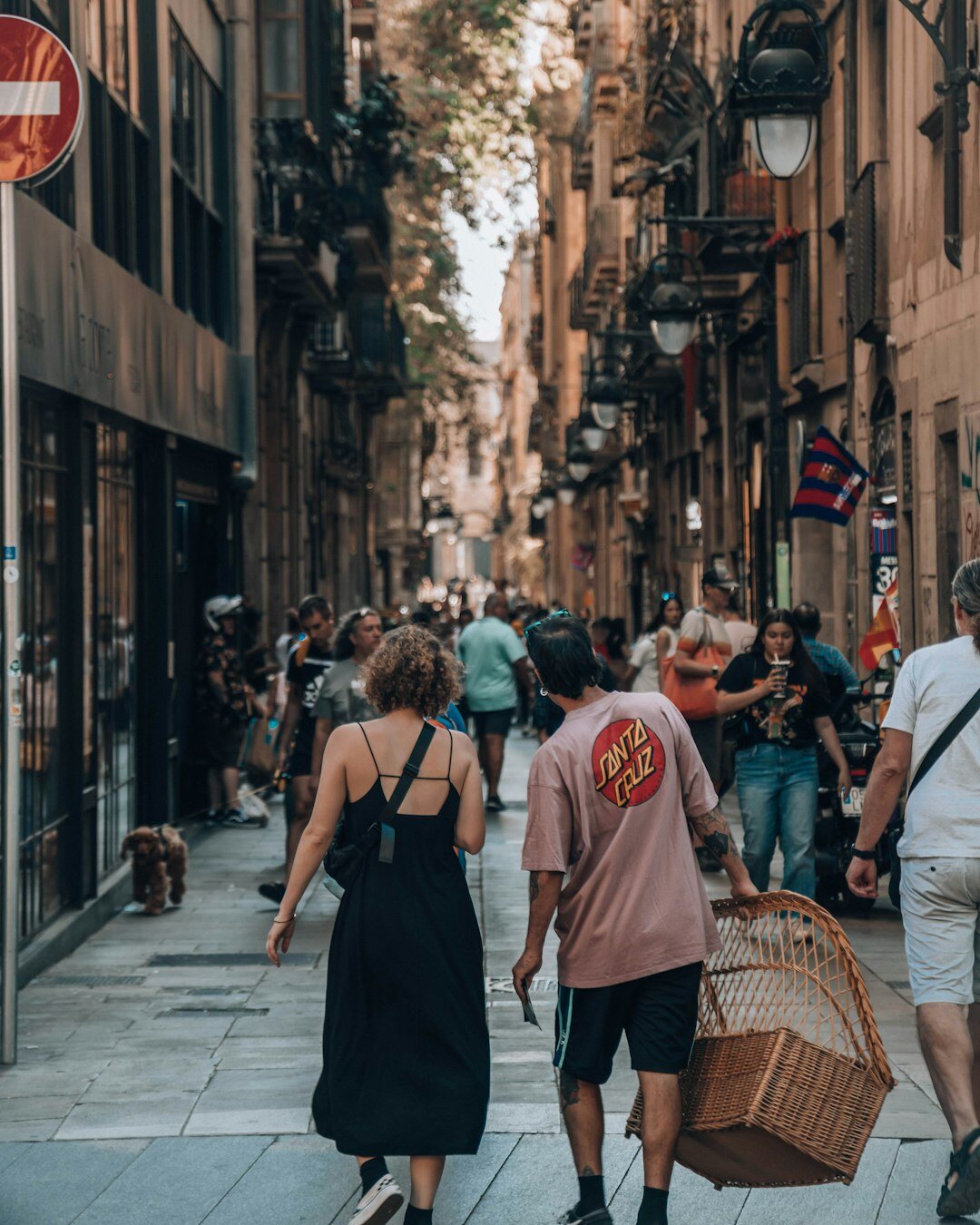 busy street with shops
